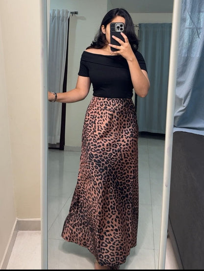 Jessa Cheetah Print Satin Skirts - 3 image