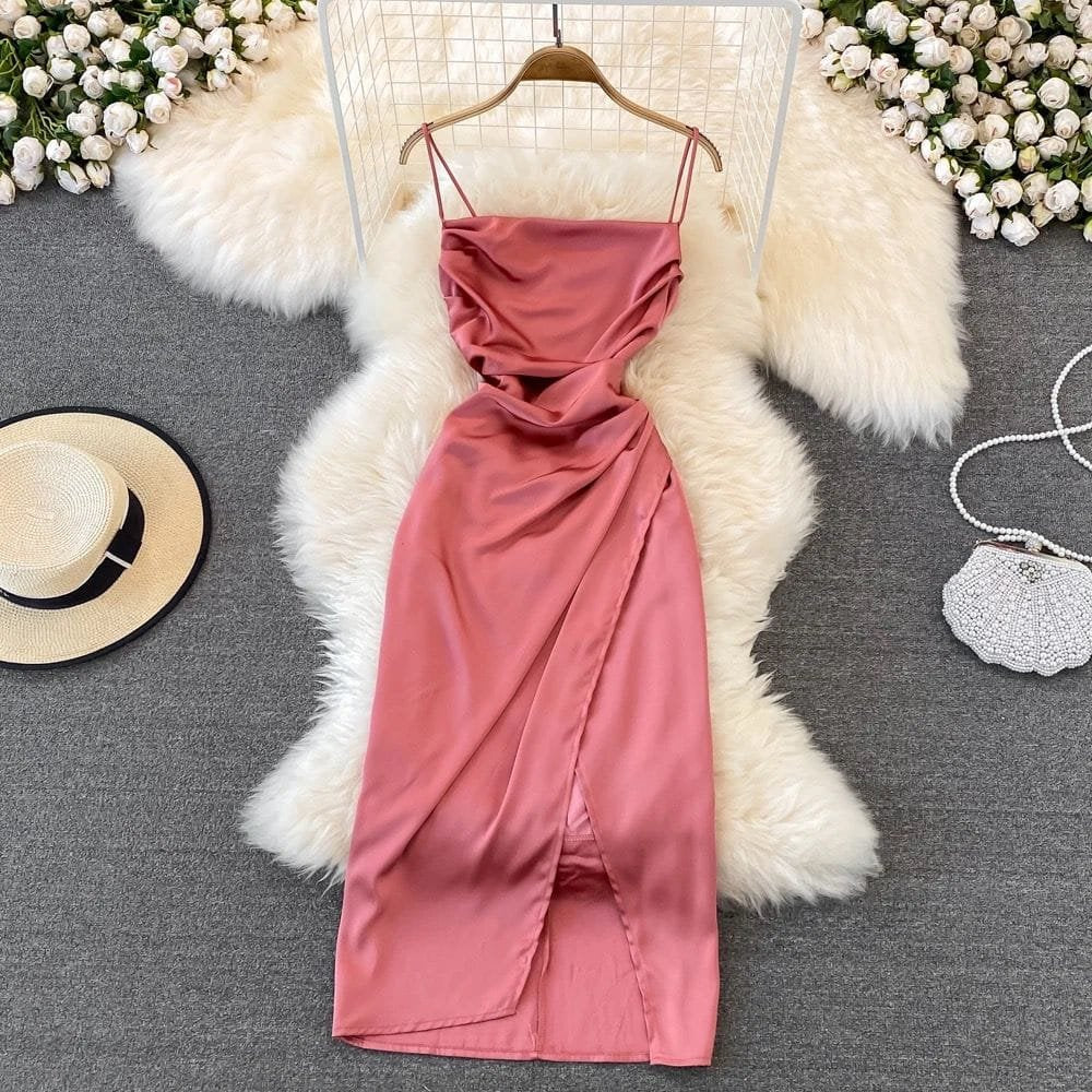 Cosmo Satin Dress - Pink image