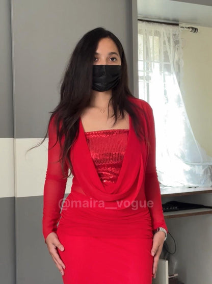 Sheer Elegance Drape Gown