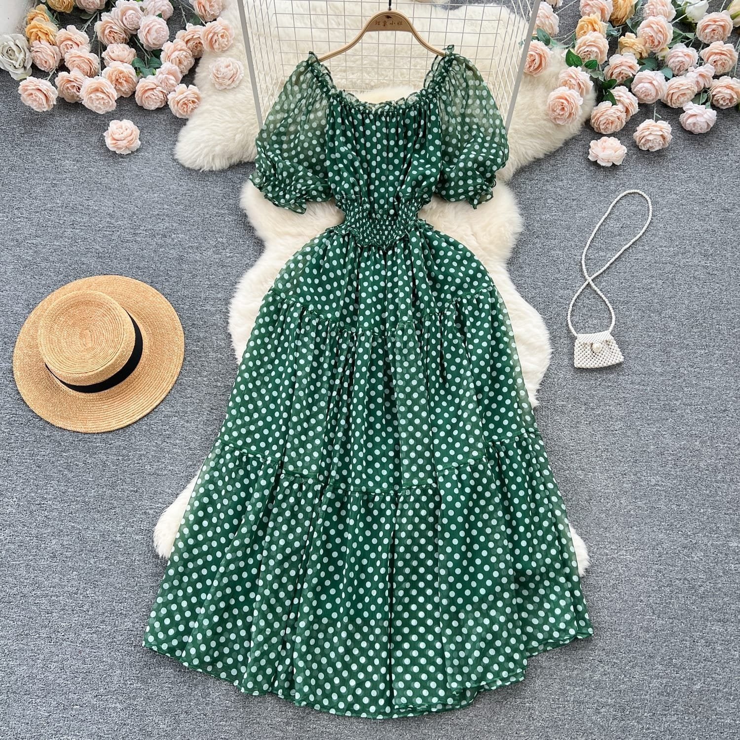 Rimmy Polka Dots Dress - Green image