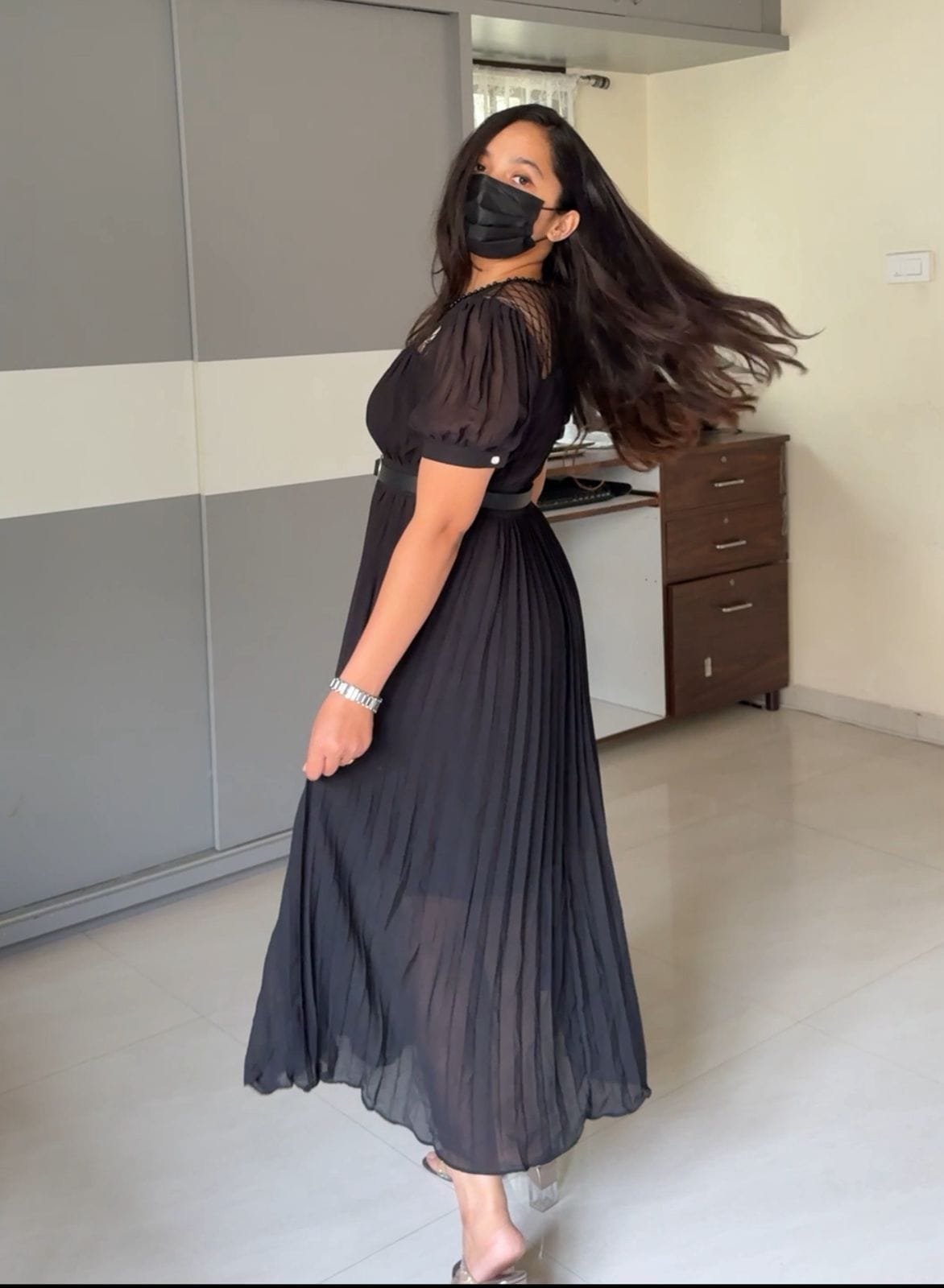 Rita Exclusive Pleated Georgette Dress image 1