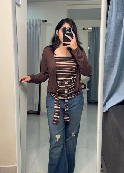 Striped Tube Top & Shrug Hosiery Set image 0