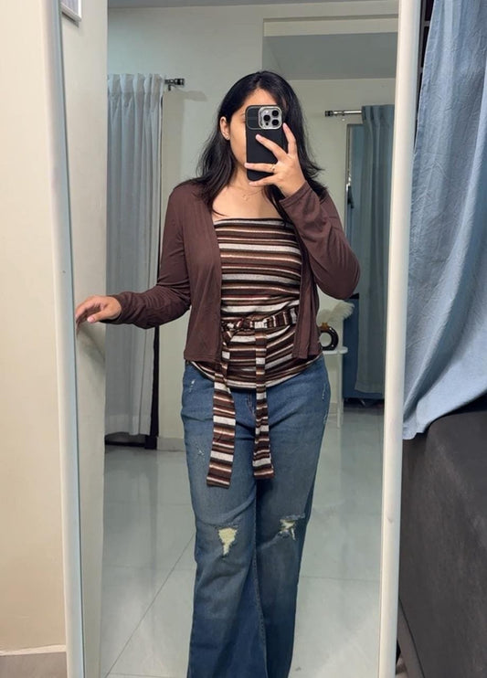 Striped Tube Top & Shrug Hosiery Set image 0