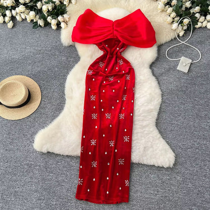 Megan Velvet Party Dress - Red image