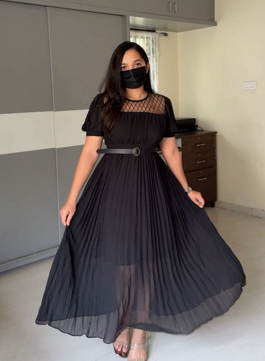 Rita Exclusive Pleated Georgette Dress image 0