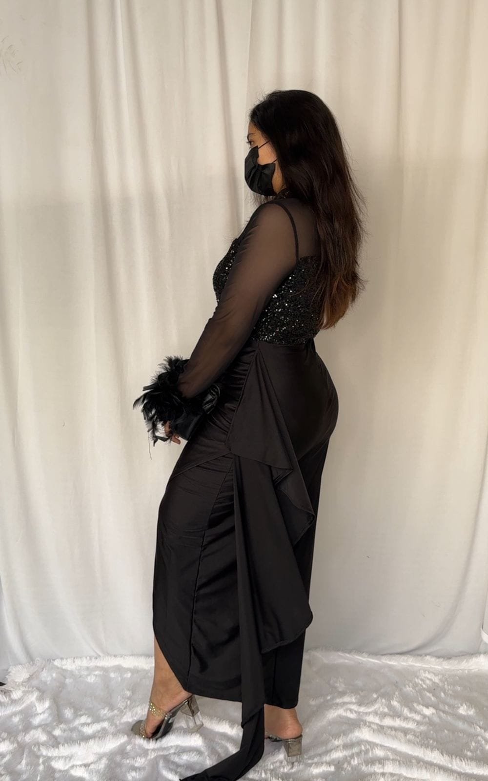 Sena Party Wear Feather Dress image 4