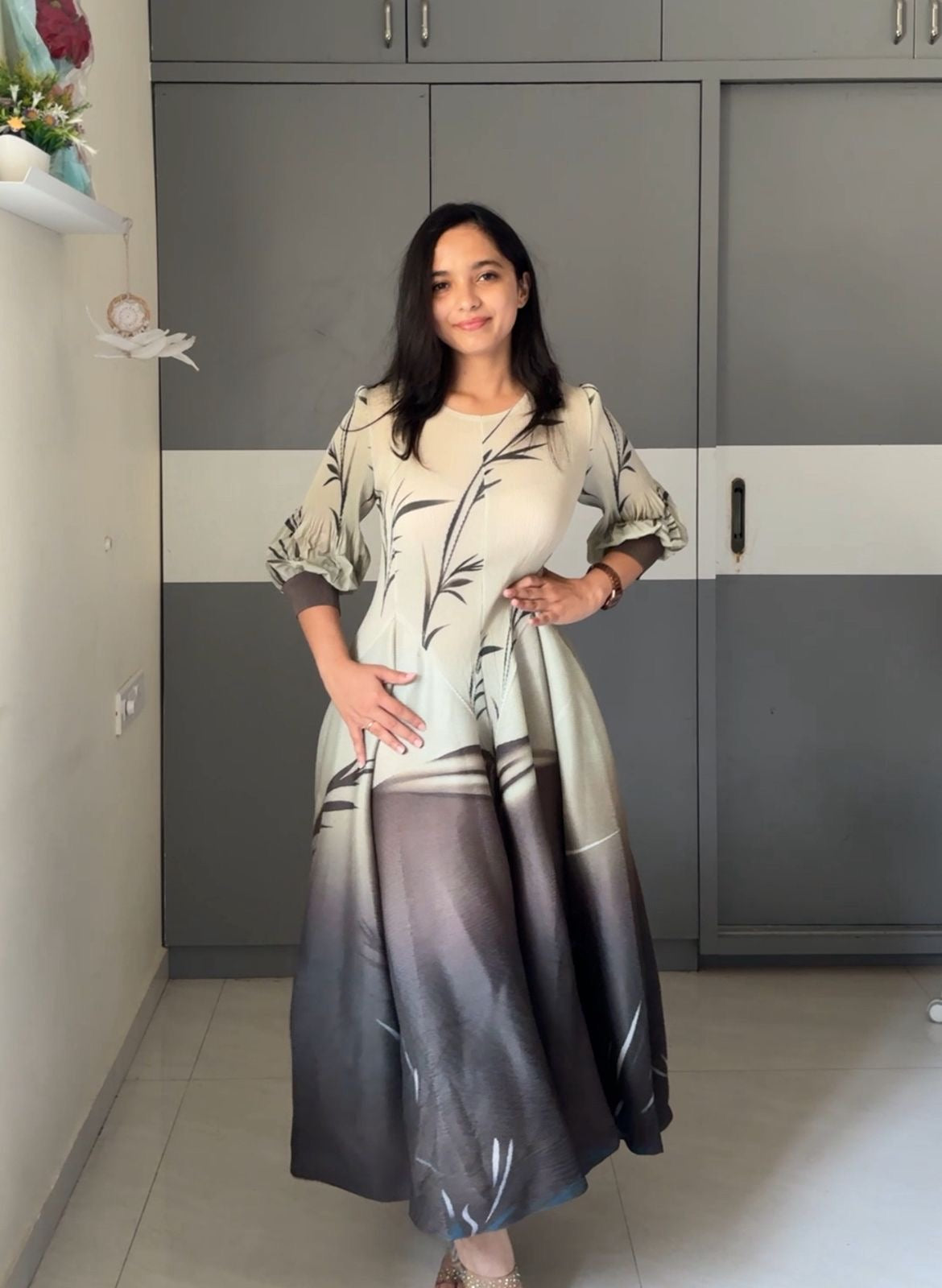 Anaya Printed Pleated Dress