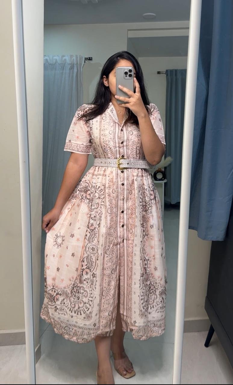 Naira Printed Dress - Cream image