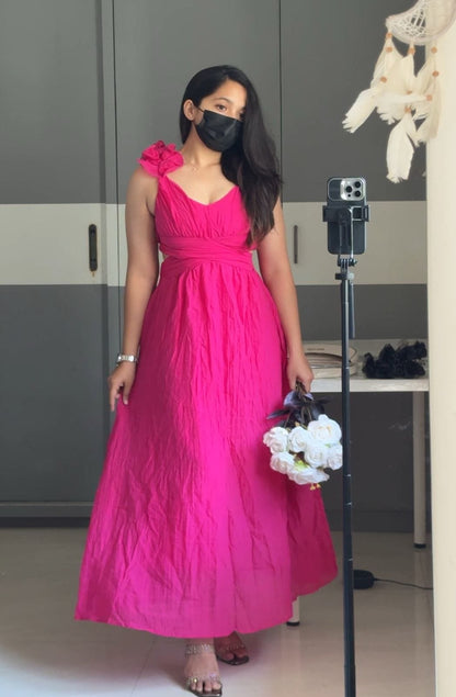 Rose Back-Tie Linen Maxi Dress image 1