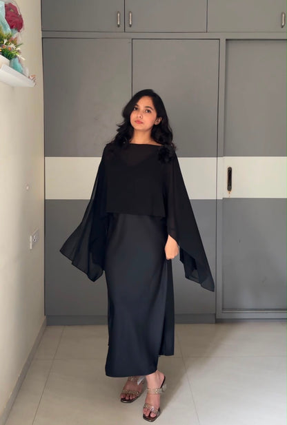 Leno Caped Dress
