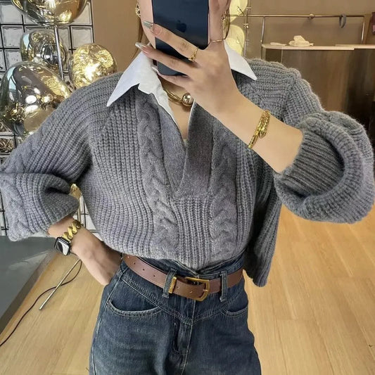 Chen Fake Collar Sweaters image 0
