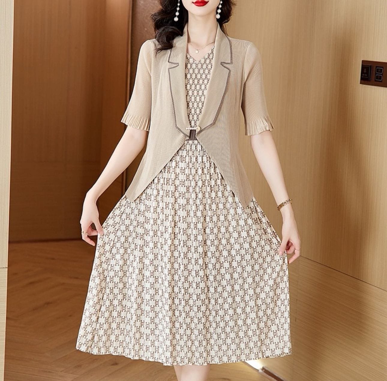 Trevor Pleated Co-Ords - Beige image