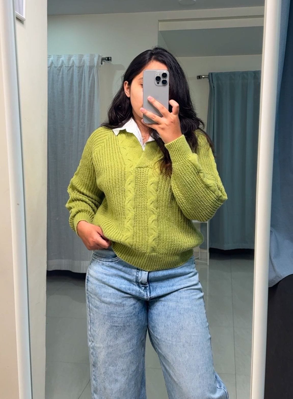 Chen Fake Collar Sweaters - Pistachio image