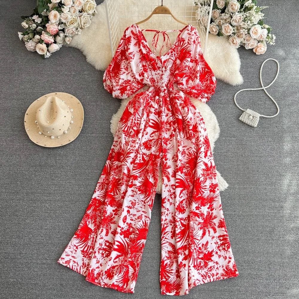 Gael Printed Rompers - Red image