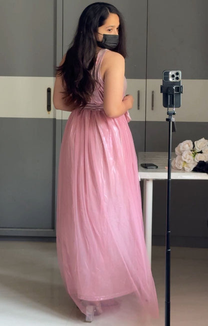 Shimmer Pink Mesh Gown image 1