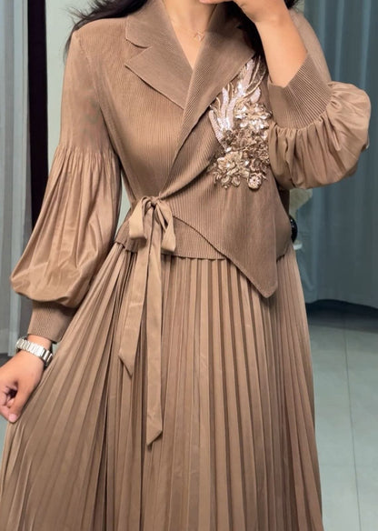 Serene Grace Pleated Patchwork Dress image 4