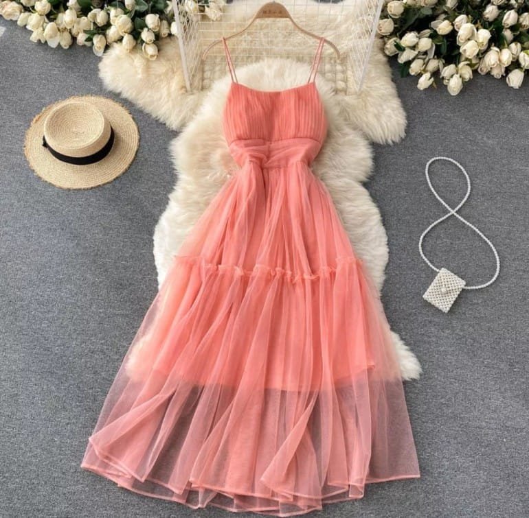Aya Mesh Dress - Pink image
