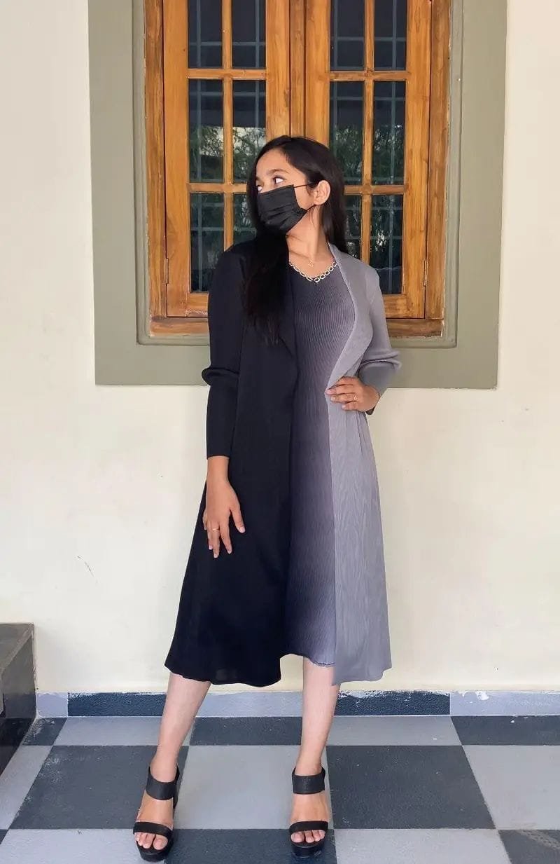 Celeste Pleated Dress - Black image