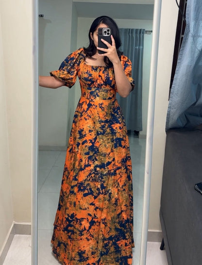 Sady Satin Printed Long Dress - 2 image