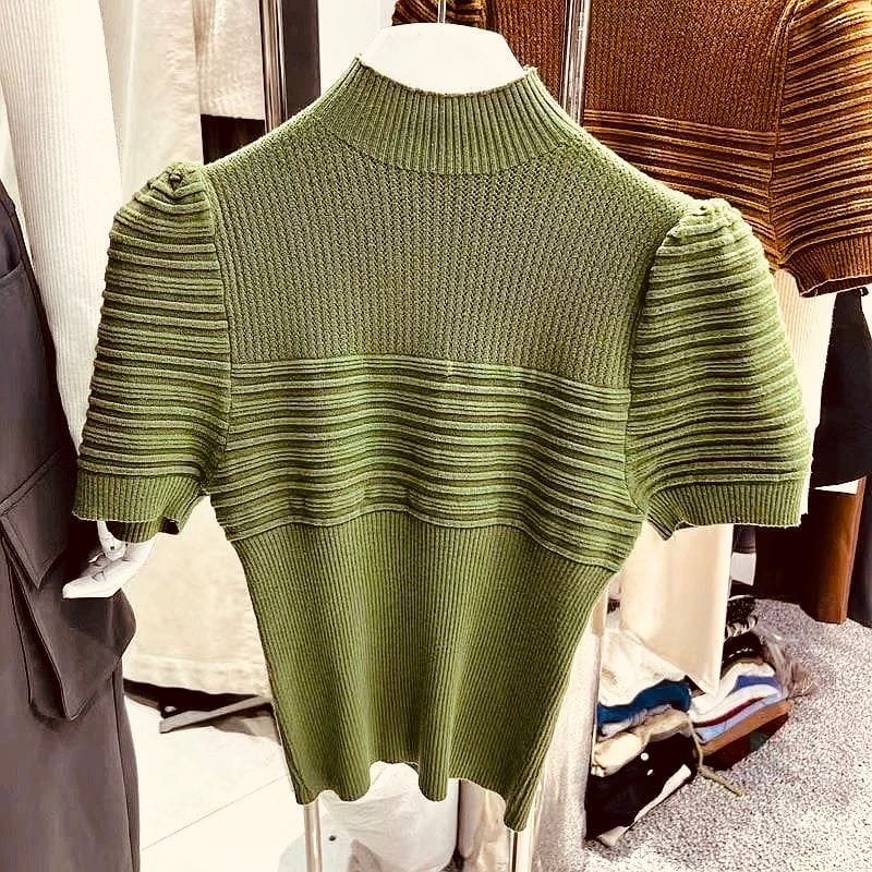 Enya Knitted Tops - Olive image