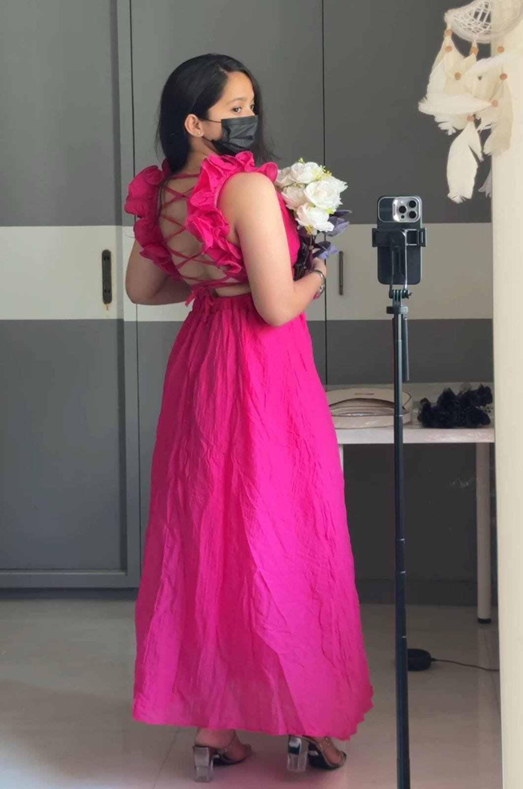 Rose Back-Tie Linen Maxi Dress image 2
