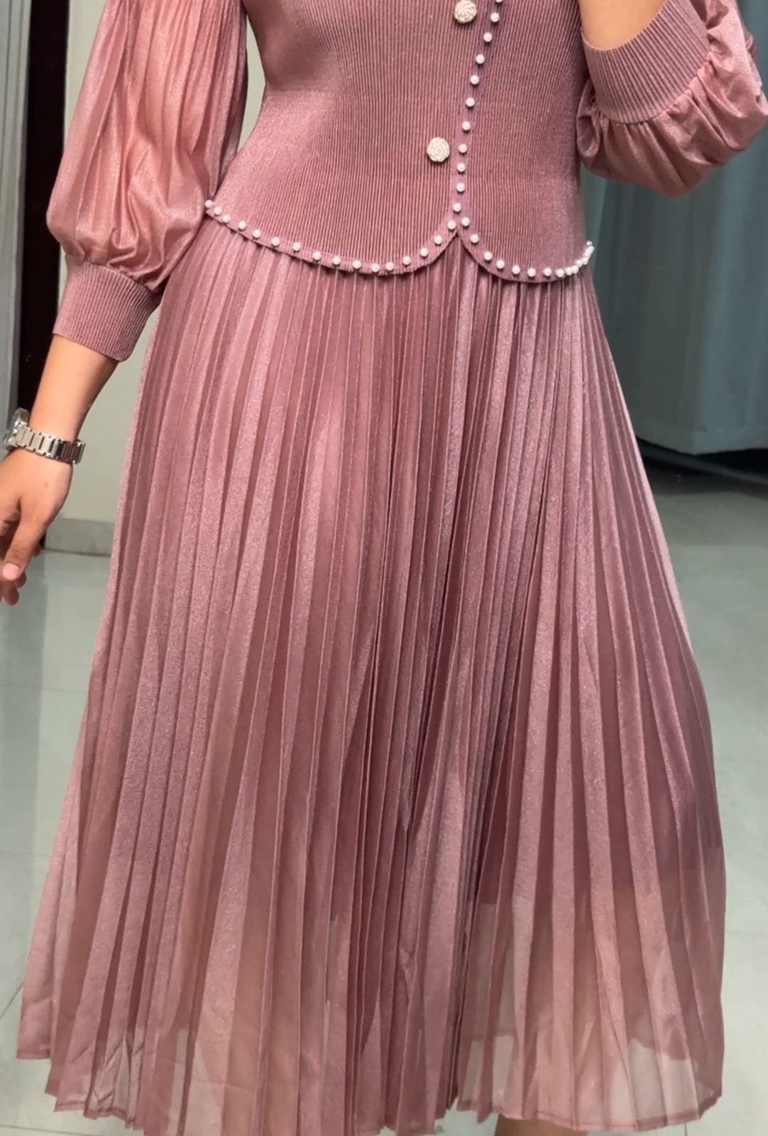 Pearl Whisper Pleated Dress image 1