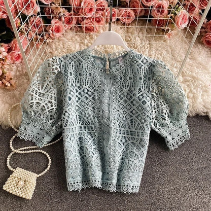 Lea Lace Tops - Blue image