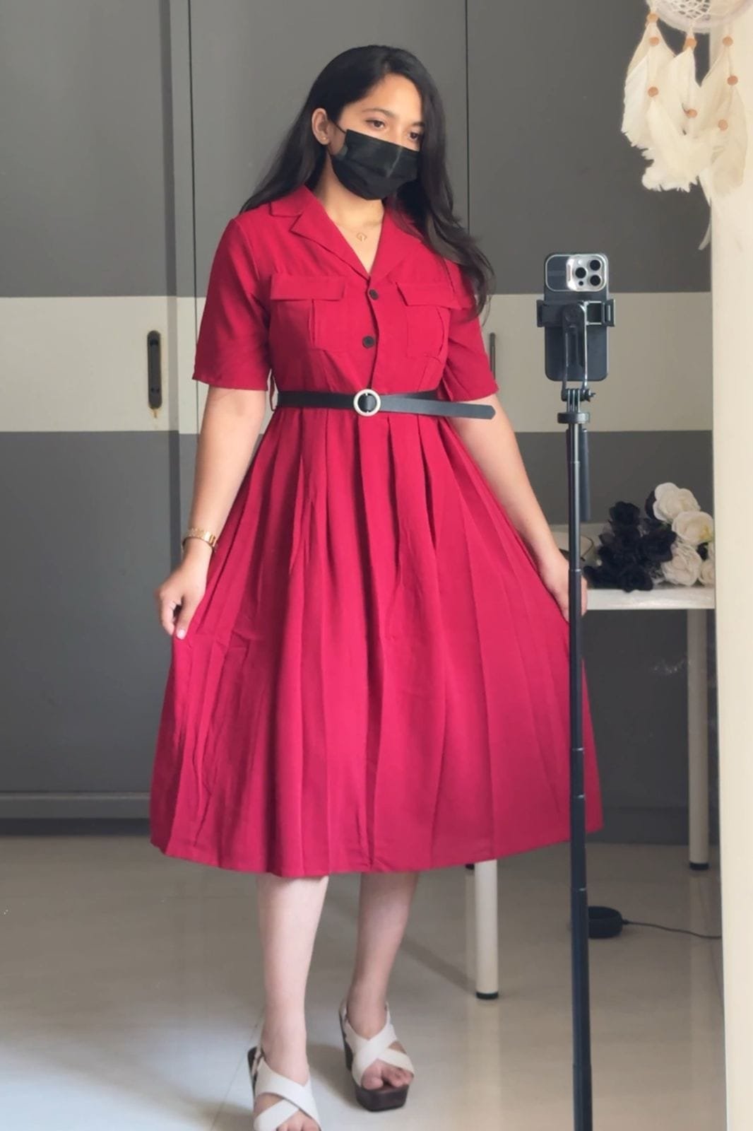 Pia Cotton Dress - Red image
