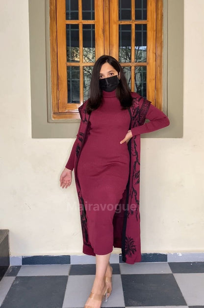 Sharon Knit Set - Maroon image