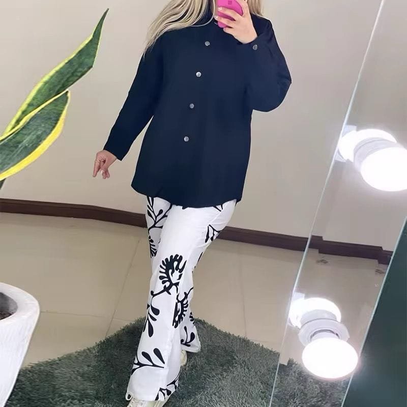 Ines Printed Co-Ords - Navy Blue image