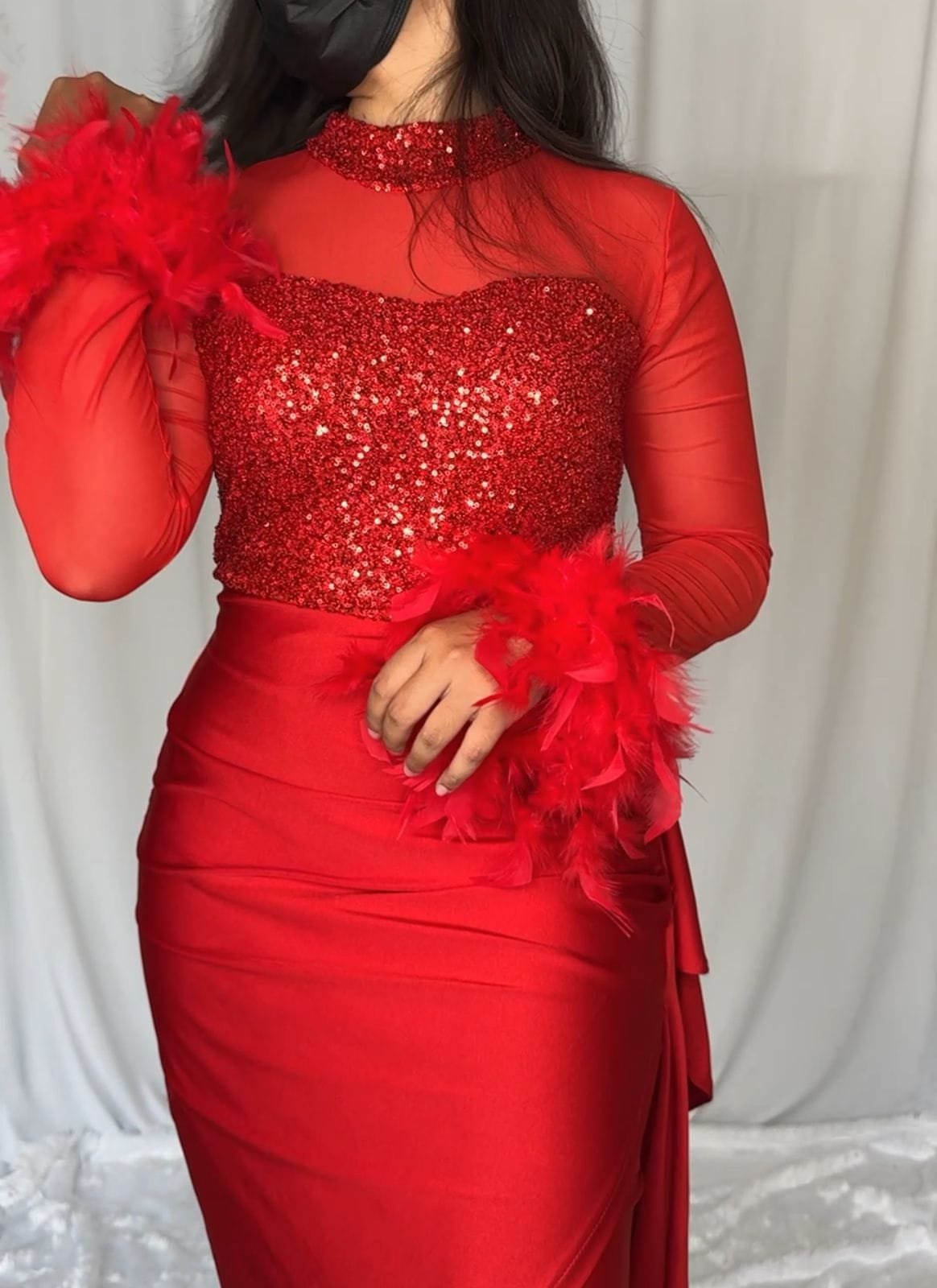 Sena Party Wear Feather Dress image 2