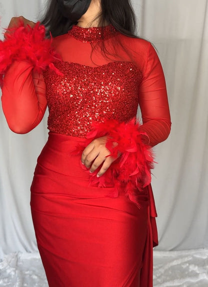 Sena Party Wear Feather Dress image 2