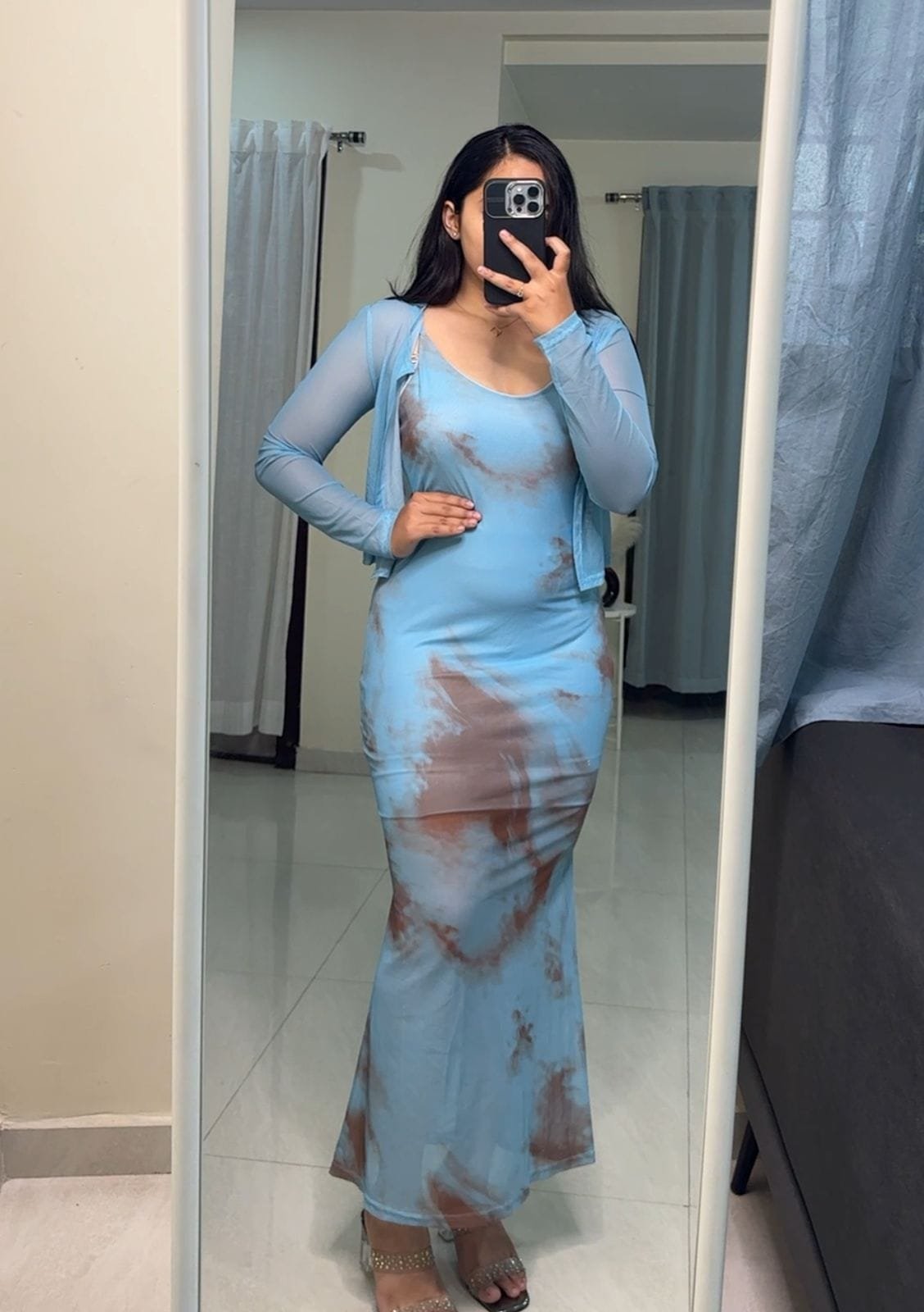 Perl Mesh Bodycons - Light Blue image