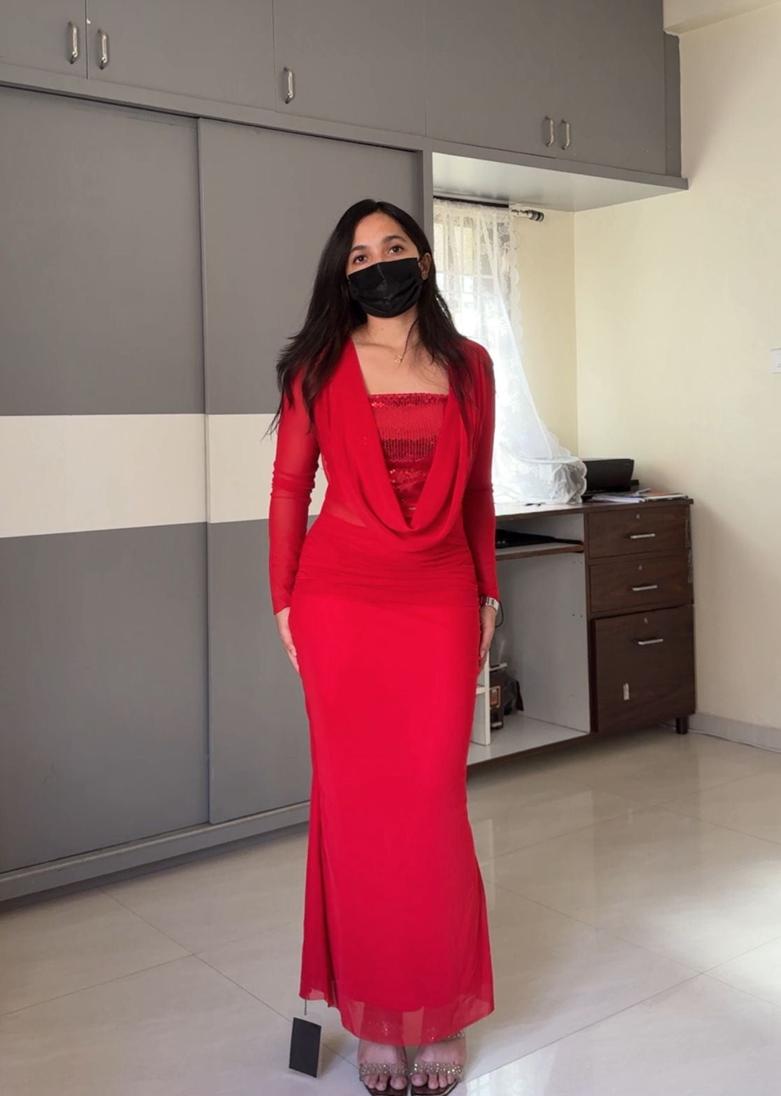 Sheer Elegance Drape Gown