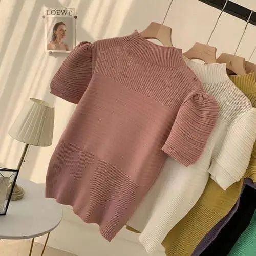 Enya Knitted Tops - Pink image