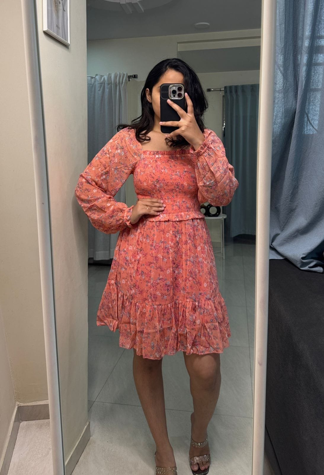 Georgette Floral Midi Dress - Pink image