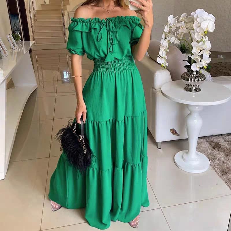 Lena Solid Dress - Green image