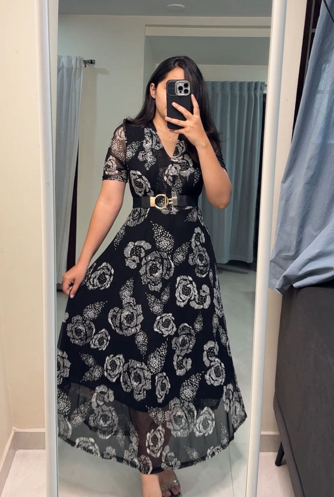 Effie Floral Printed Mesh Dress image 0