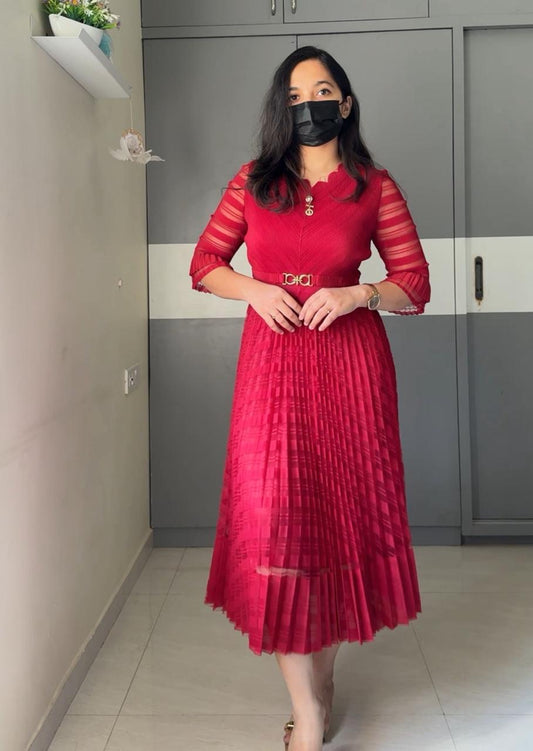 Saya Pleated Midi Dress