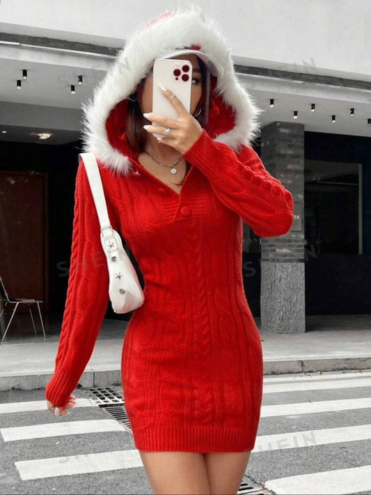 Alys Furry Hat Hoodie Dress image 0
