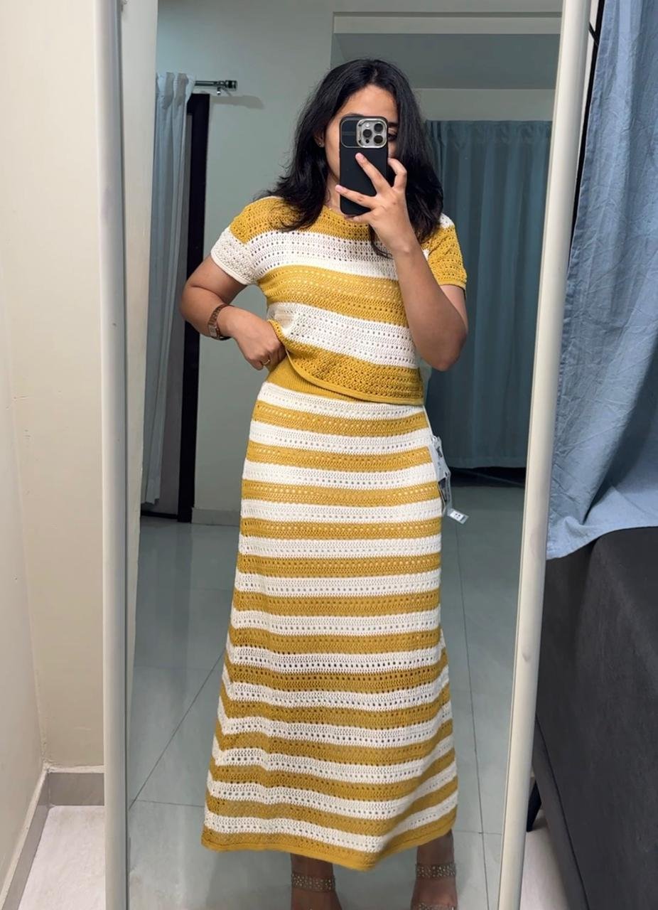 Rafael Crochet Co-Ords - Yellow, Free Size image