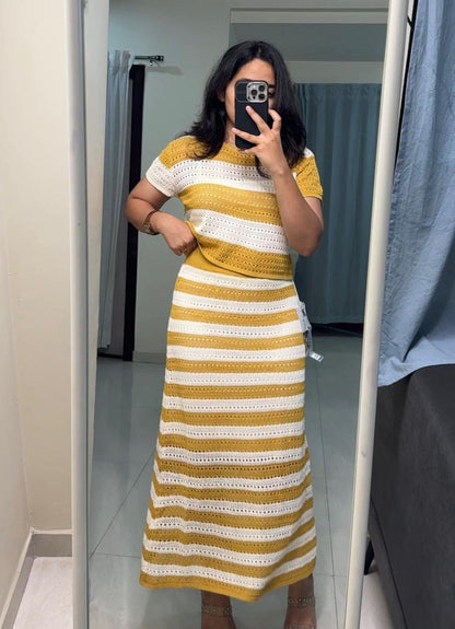 Rafael Crochet Co-Ords - Yellow, Free Size image