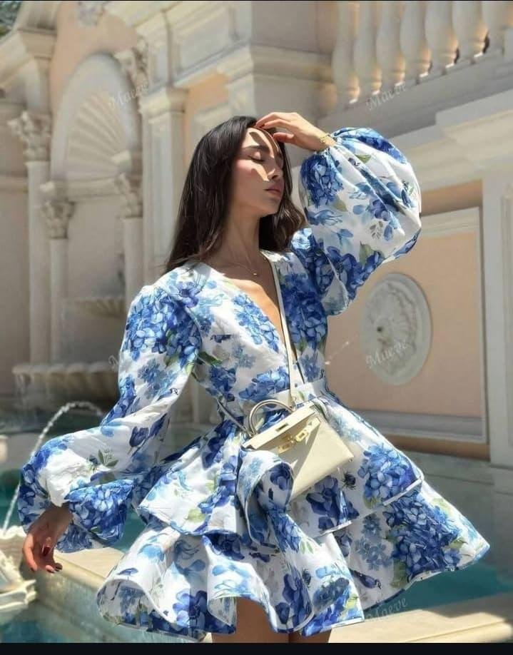 Fen Floral Printed Short Dress image 1