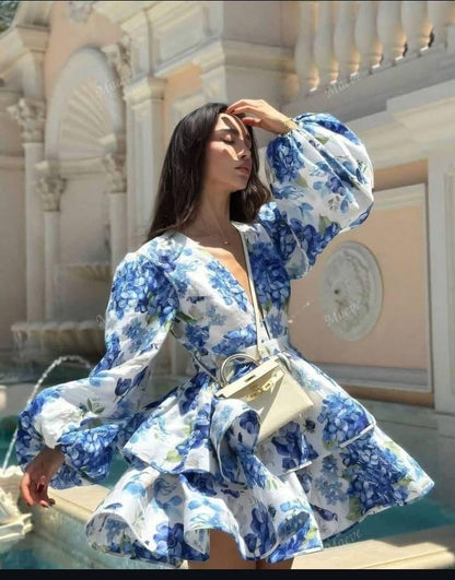 Fen Floral Printed Short Dress image 1