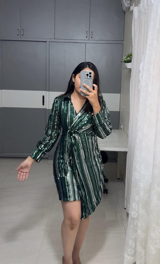 Tie Up Sequence Midi Dress image 0