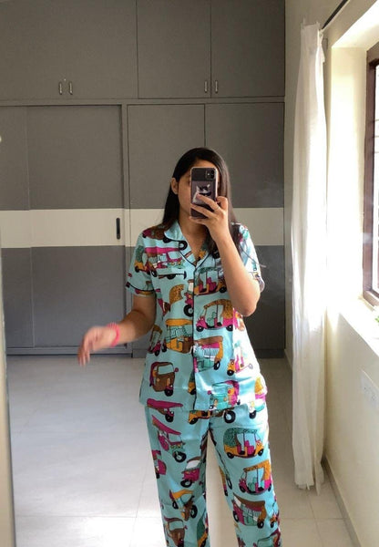 Satin Printed Night Suits image 4