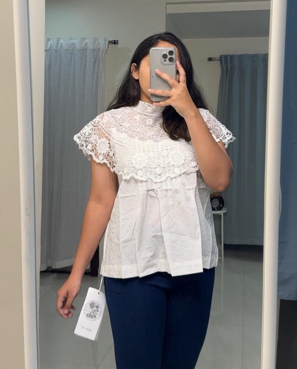 Morgan Lace Tops - White image