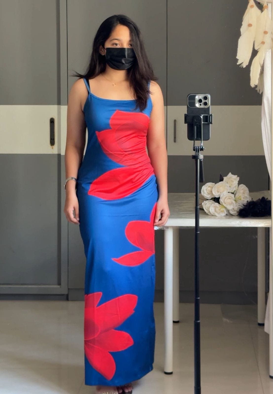 Oriah Floral Printed Bodycons - Blue image